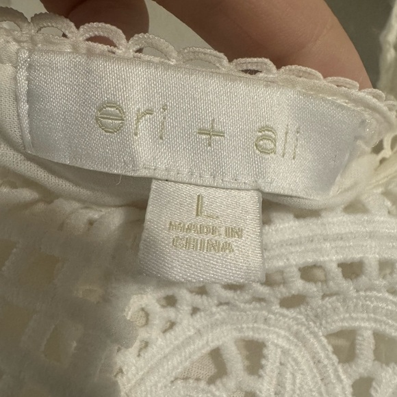 Anthropologie eri + Ali ruffled fairy crochet top White Lace size large - Picture 5 of 7
